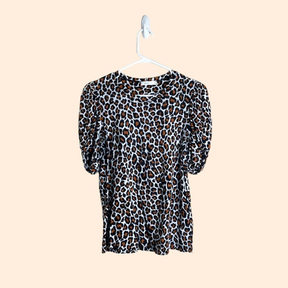A.L.C. Katy Leopard Puff Sleeve Top - Picture 2 of 6
